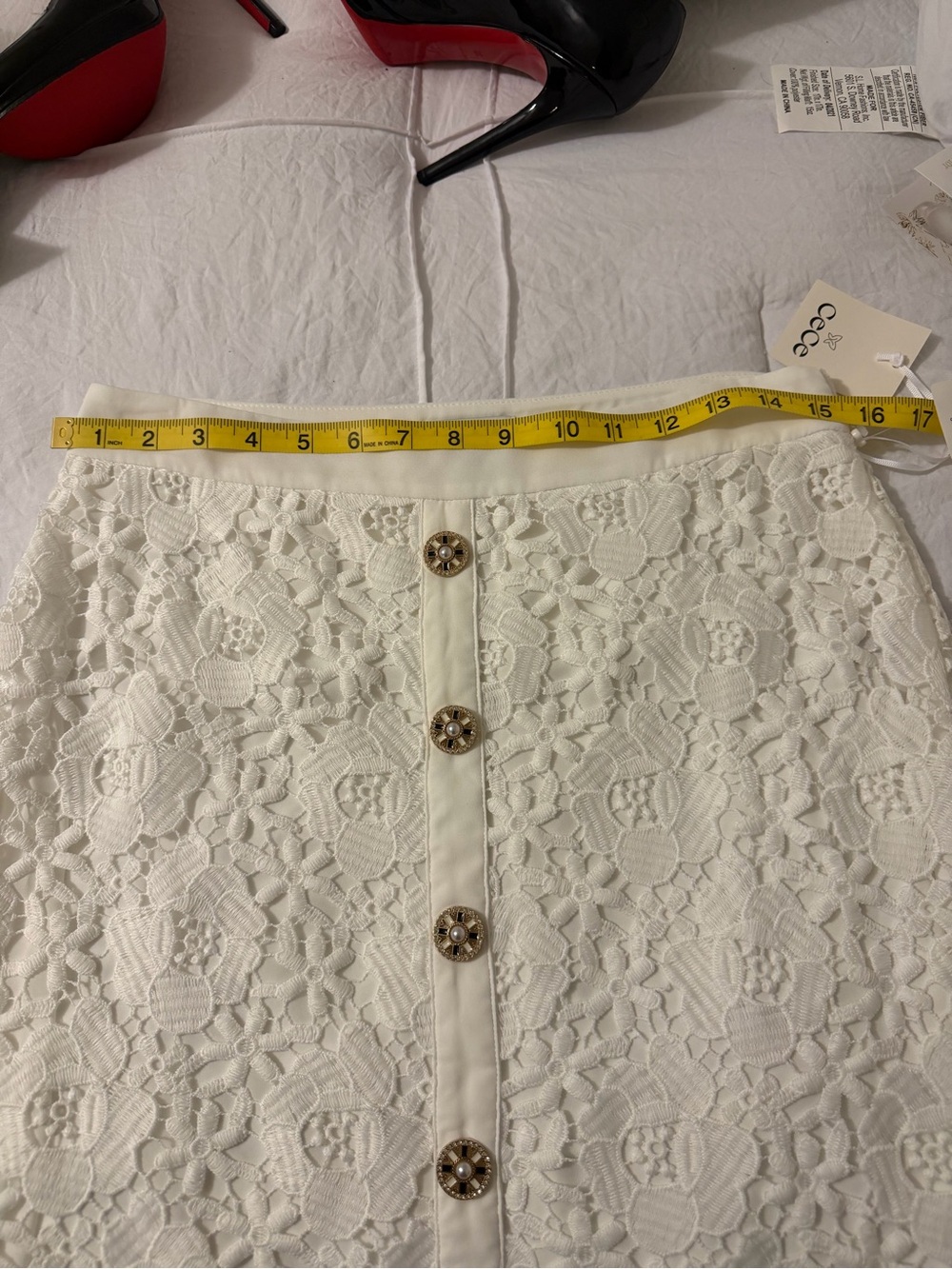 CeCe Cream Floral Lace Button-Front Maxi Skirt - Picture 7 of 8
